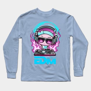 EDM Hibiscus DJ! Ultra Blue/Pink Long Sleeve T-Shirt